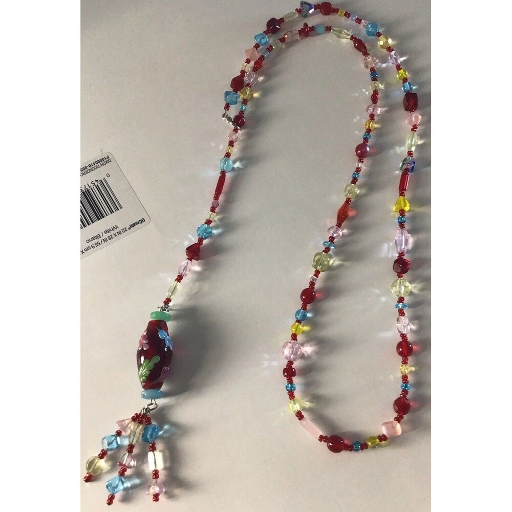 Art Glass Bead Necklace, Artistian Made, 23 In Long, Unbranded, Boho